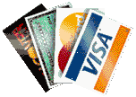 Mastercard, Visa, American Express, Discover cards accepted.